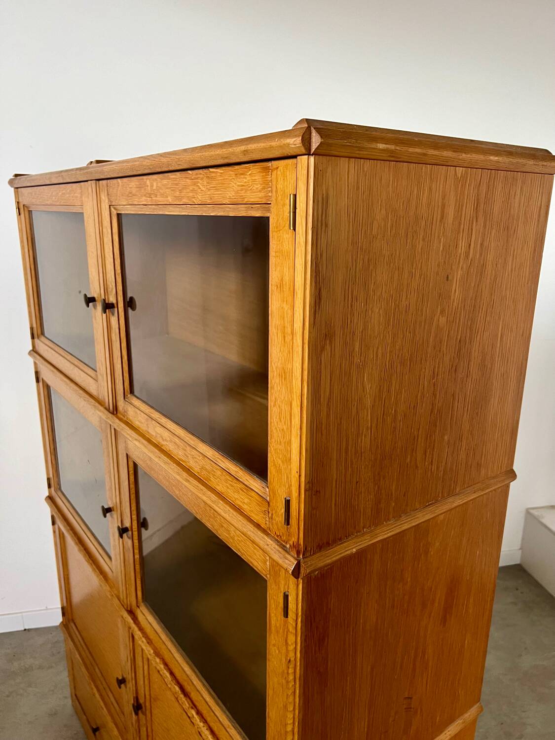Old MD storage furniture bookcase design Martin Dupuis light oak 1950s vintage