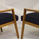 Pair of Scandinavian armchairs 60s restored deep blue gloved fabric.