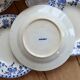 6 antique deep plates, blue and white Dresden porcelain