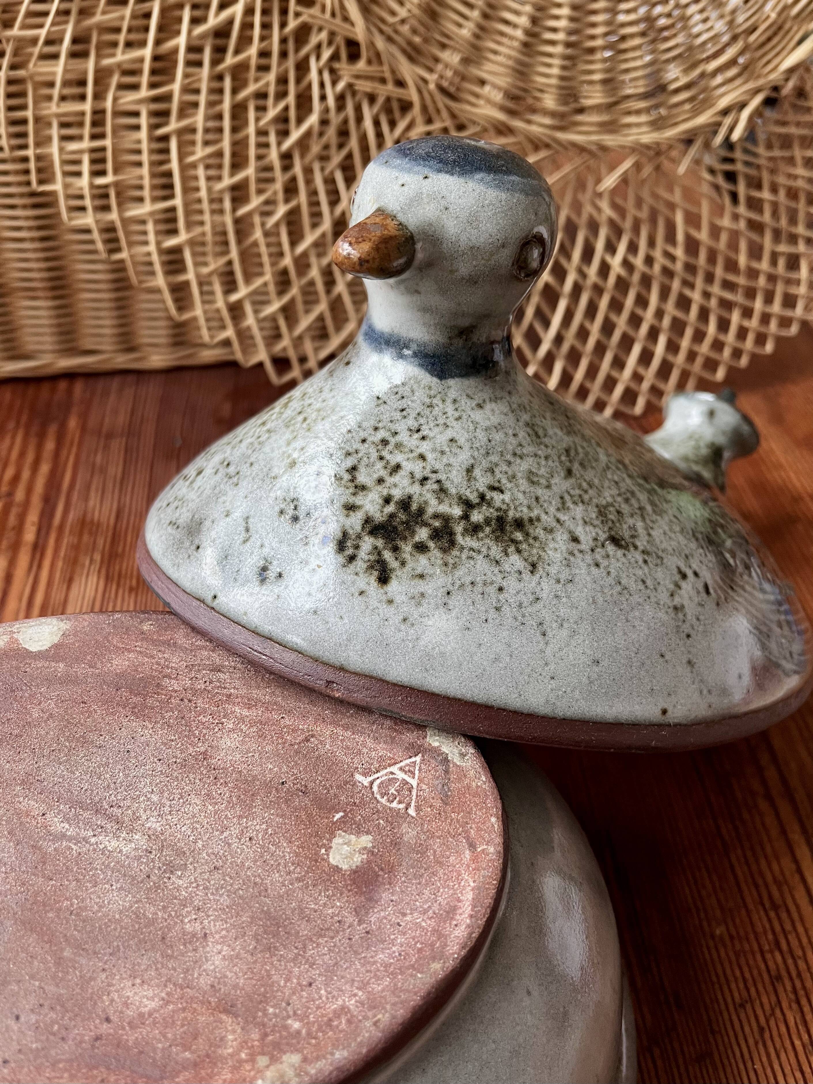 Soupière zoomorphe oiseau Thierry&Chantal Robert Atelier Grés du Loir Poncé
