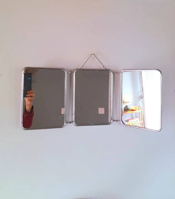 1950s triptych barber's mirror