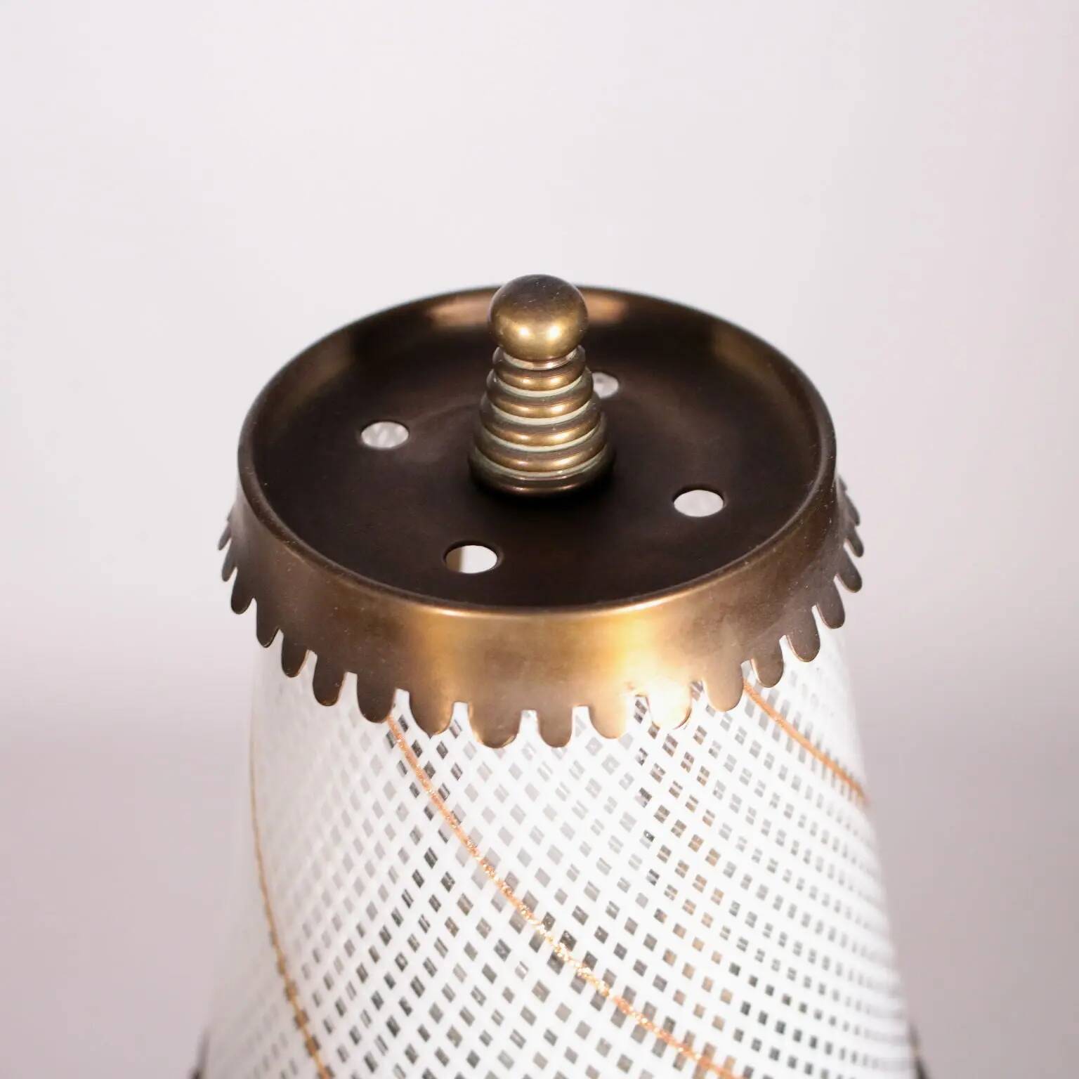 Brass and filigree glass ceiling light, Italian production from the 1940s.