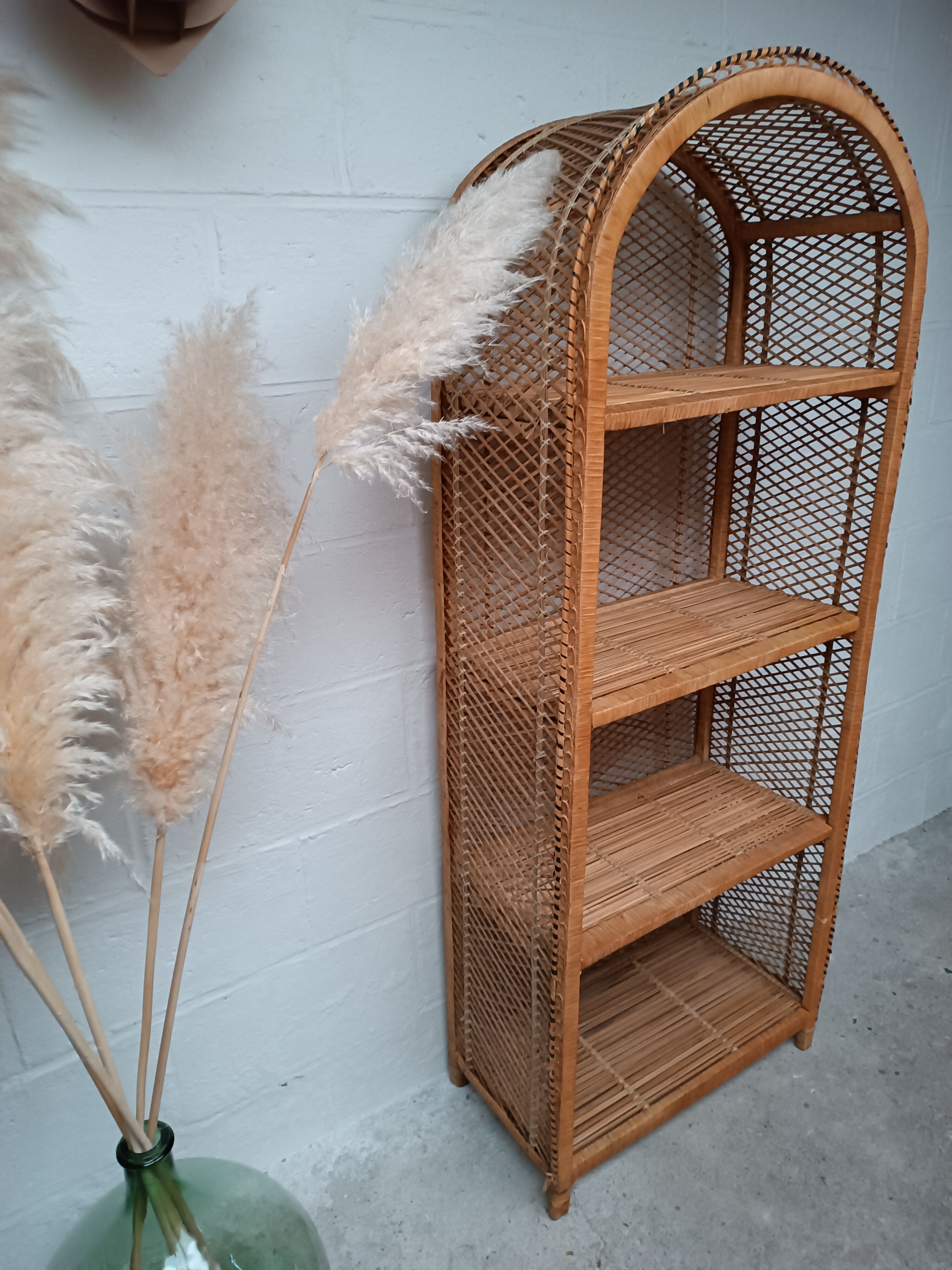 Vintage rattan bookcase