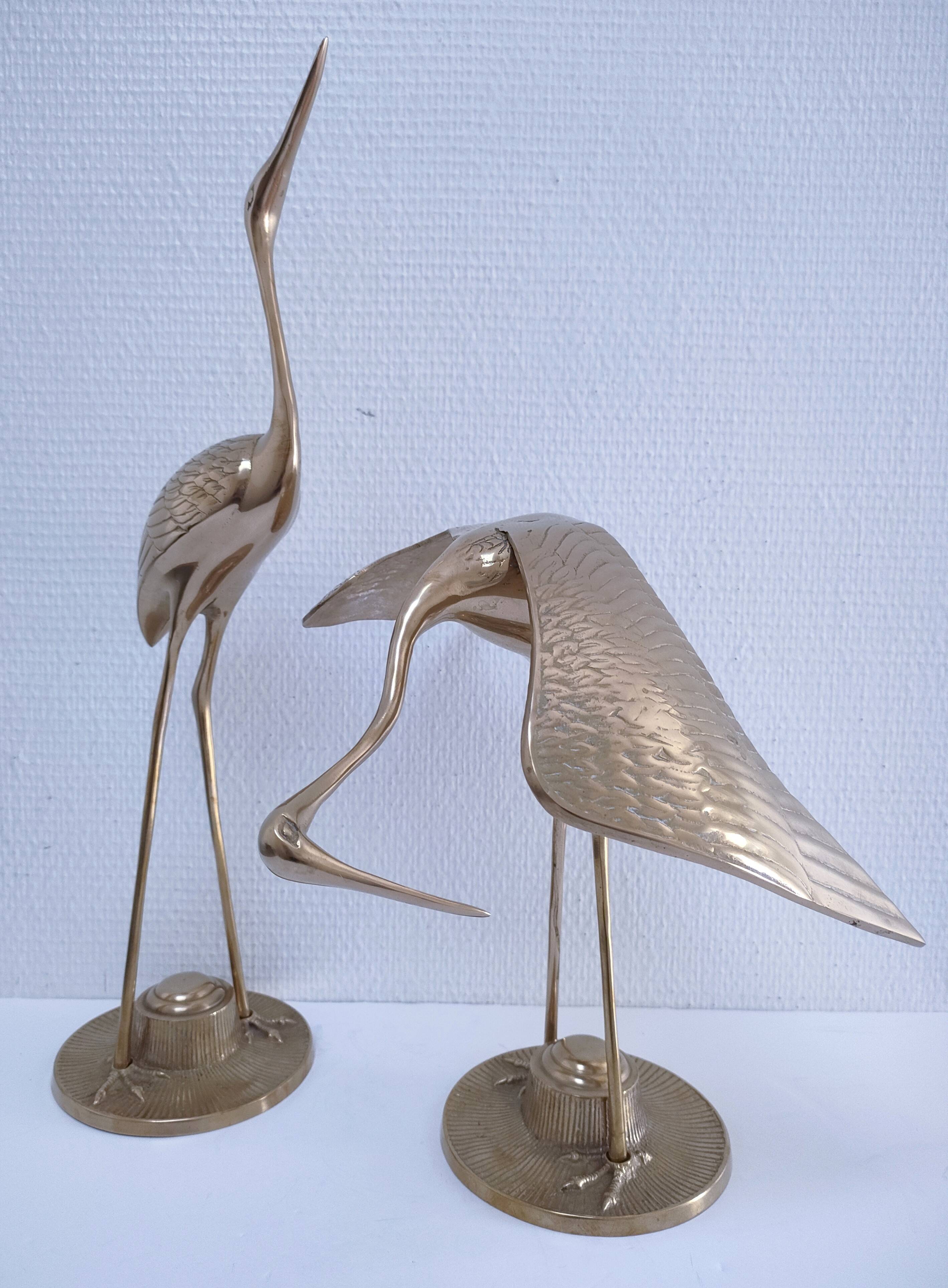 Two solid brass XL birds H. 48 cm