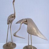 Two solid brass XL birds H. 48 cm
