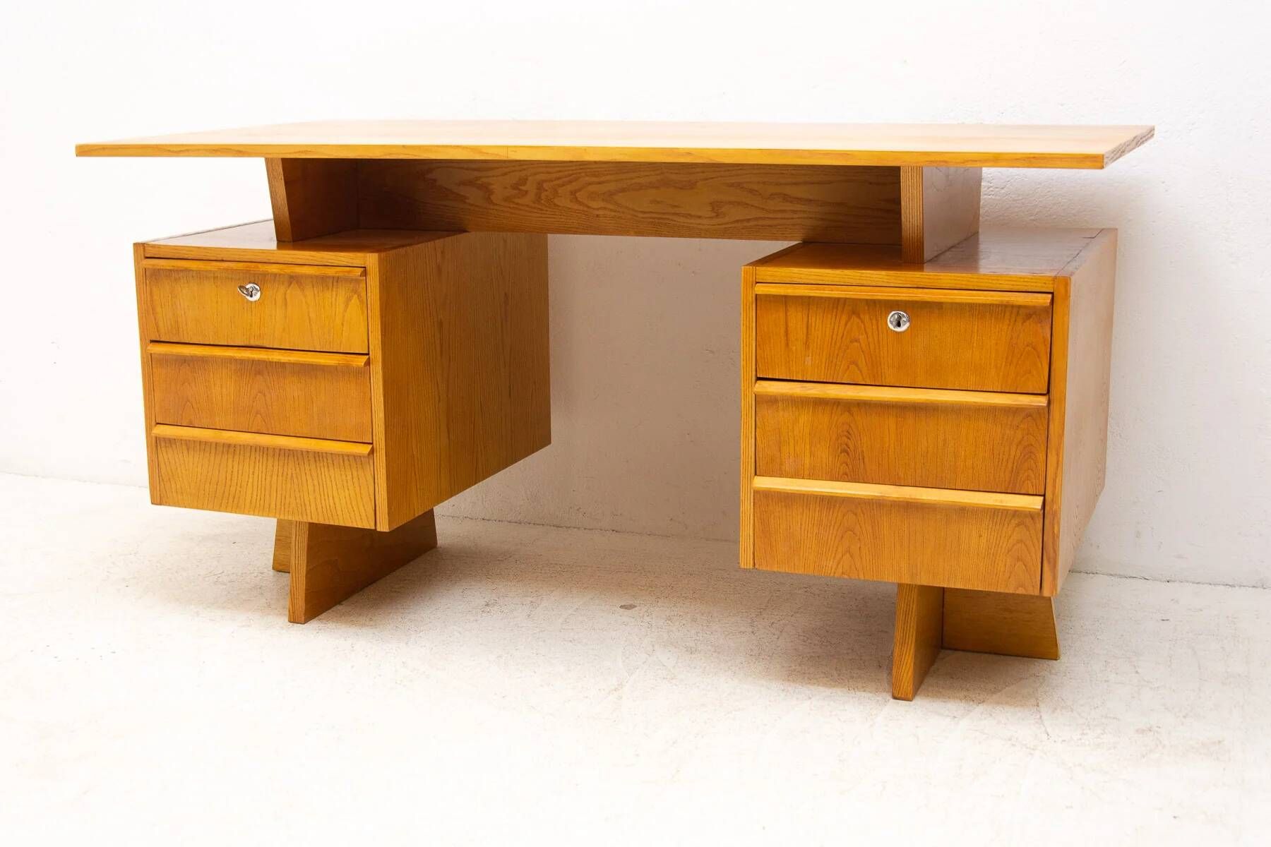 Writing desk, mid-century beechwood, 1970s, Czechoslovakia