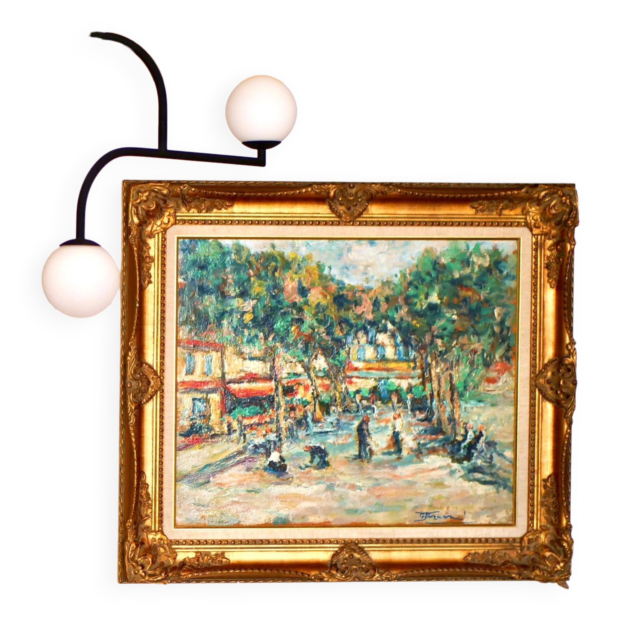 Le Lavandou, oil on panel signed Faraoni