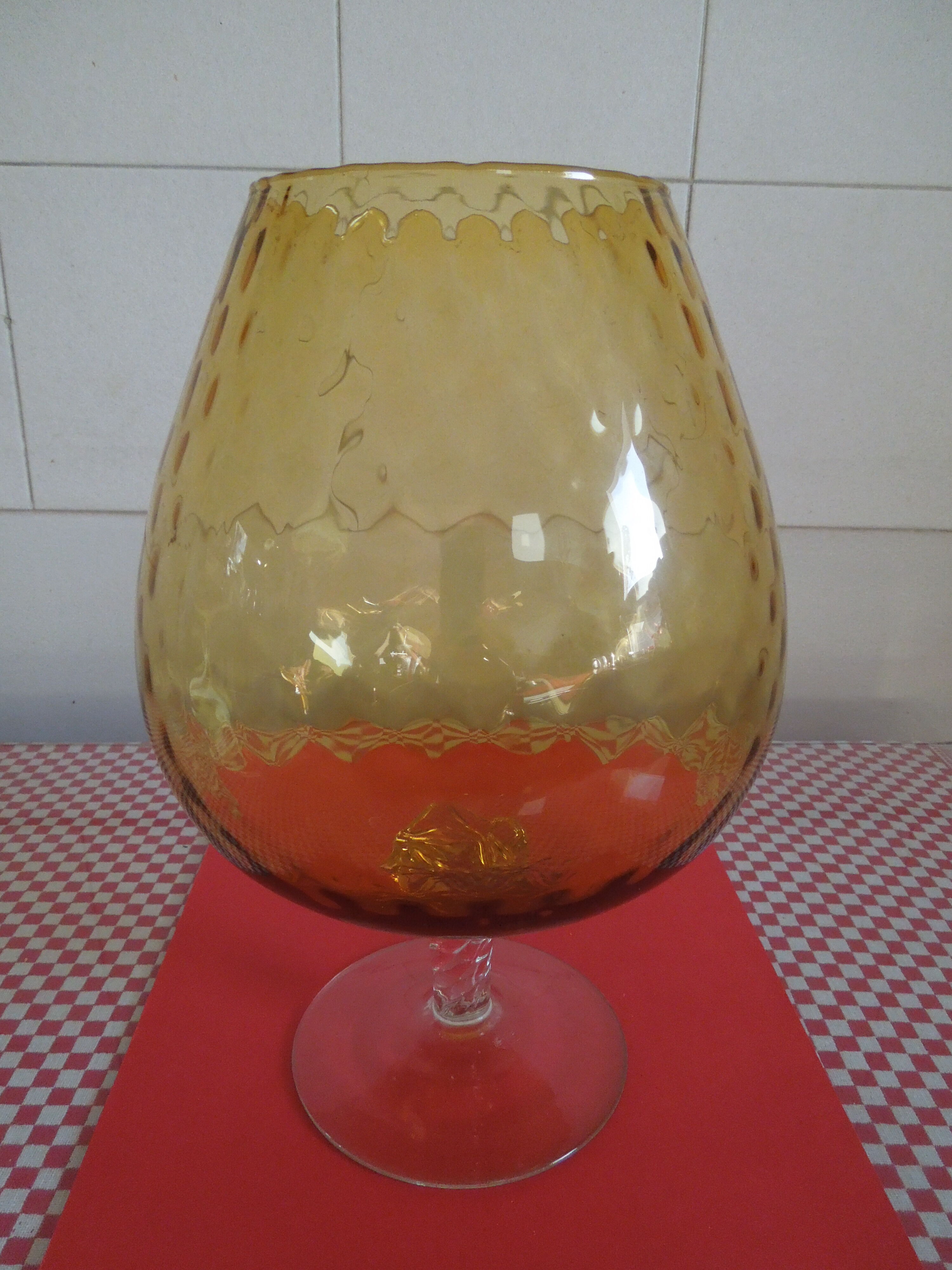 Glass ball foot vintage ochre