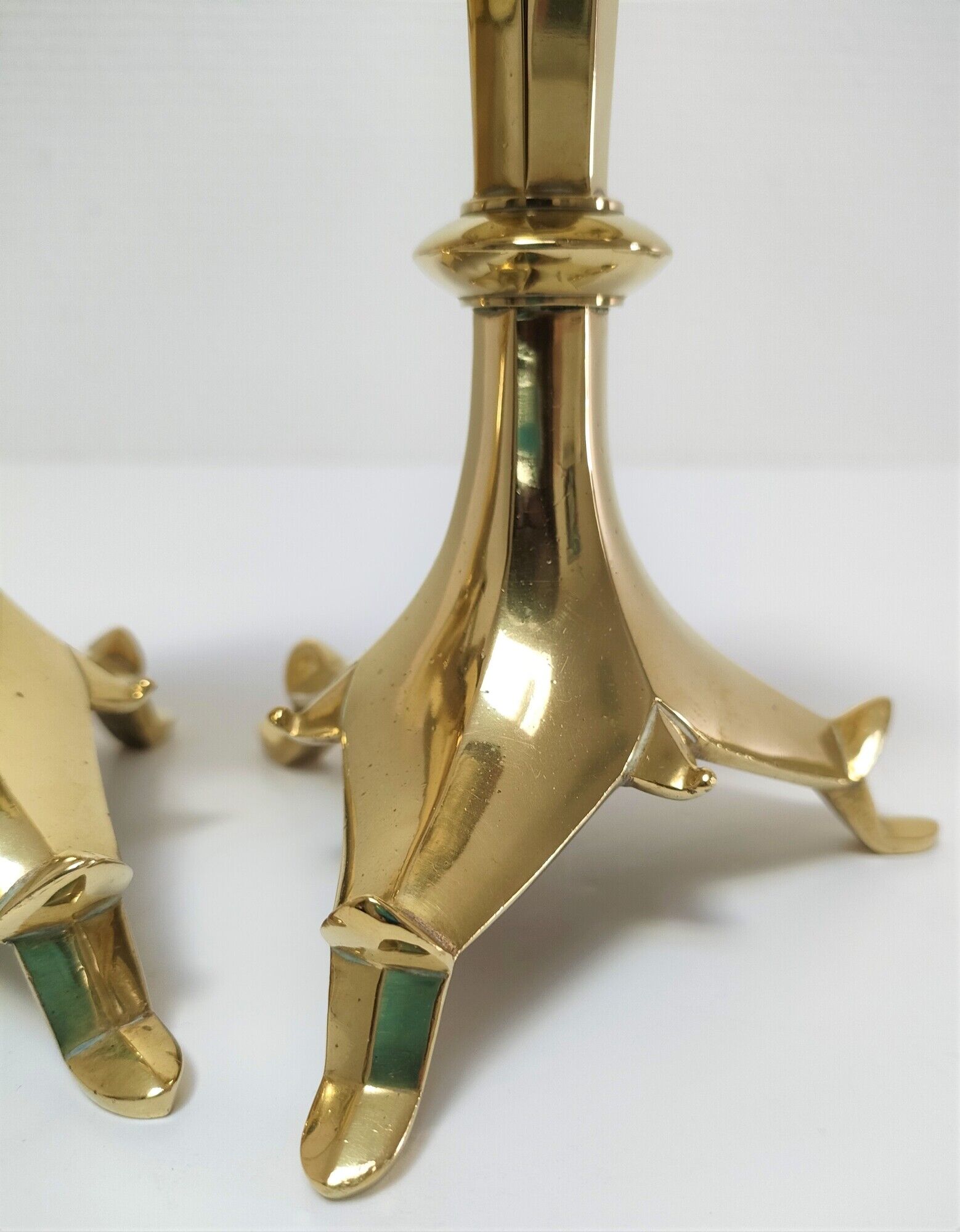 Pair of tripod lamps gilded bronze fondeur Poussielgue-Rusand