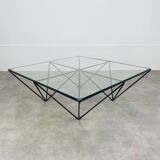 Pyramidal steel wire and glass coffee table