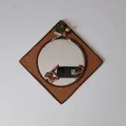 Vintage mirror in handwoven raffia Art Monique 1970s