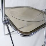 Vintage design folding chair in chrome and smoked polycarbonate