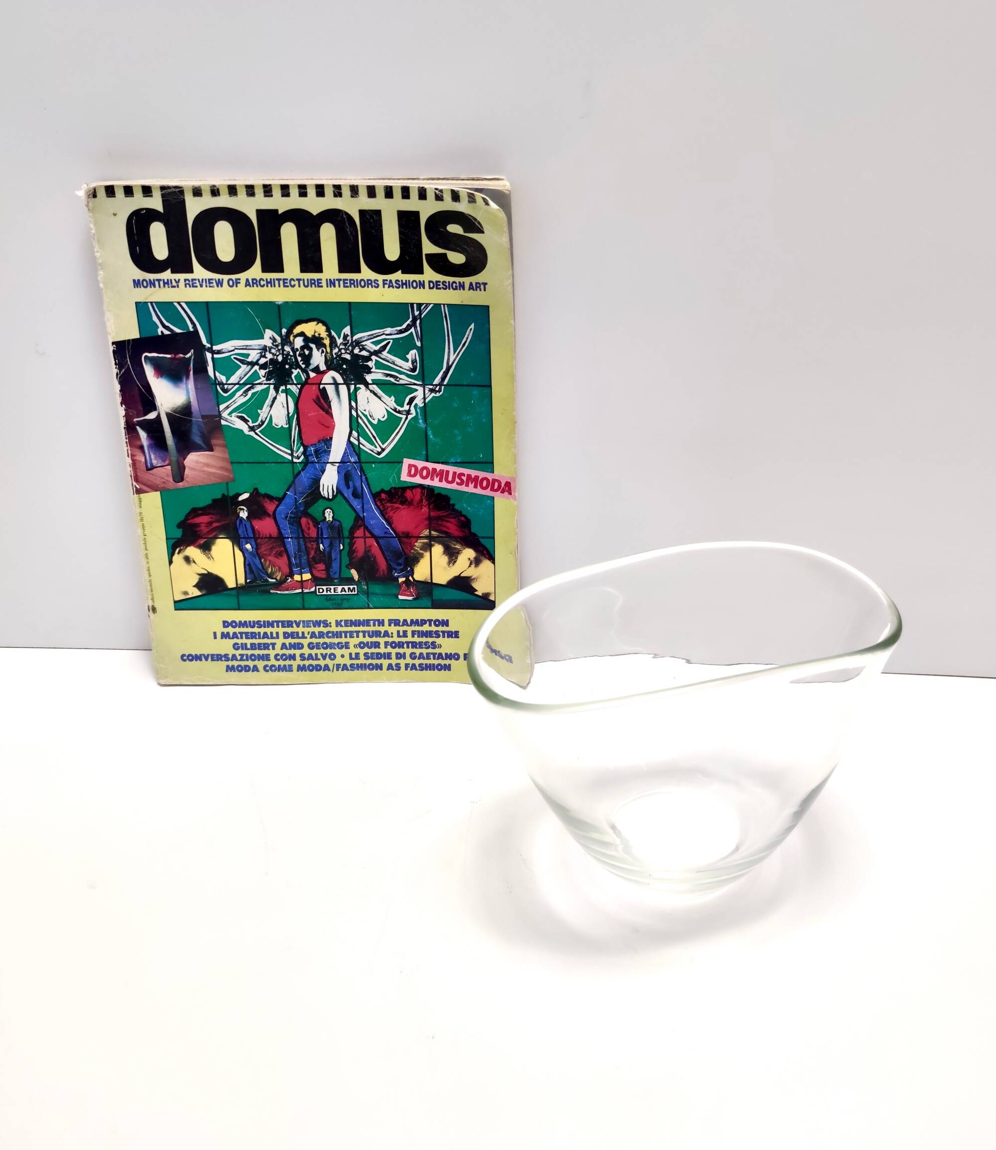 Transparent Hand-Blown Murano Glass Vase, Italy