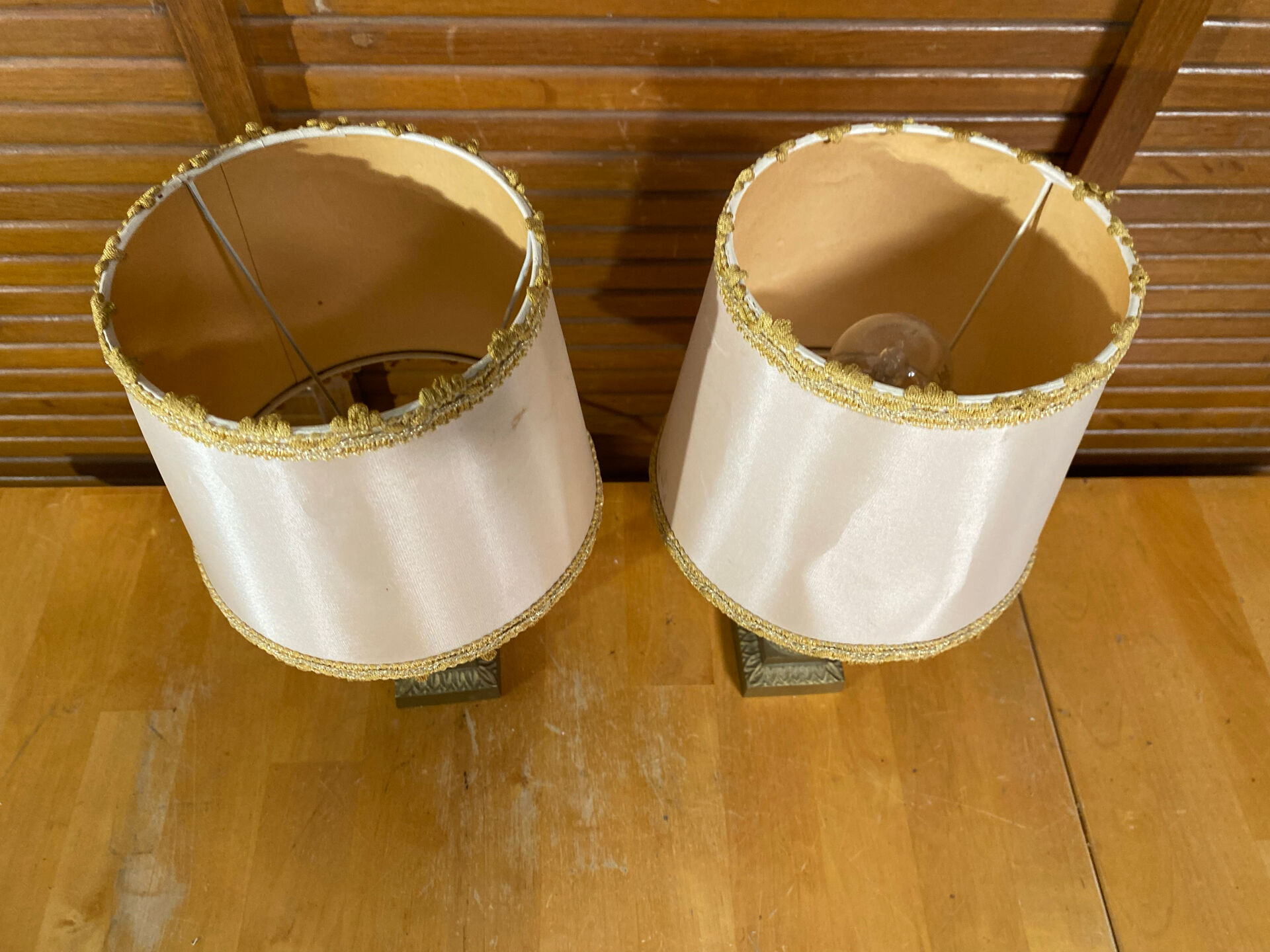 Pair of Antique Neoclassical Bedside Lamps Column Gilded Bronze France