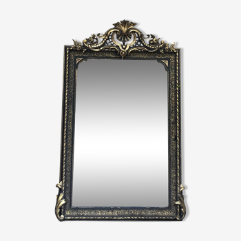 Miroir ancien 153,5x98,5cm Napoléon III époque fin 19ème, glace biseautée et piquée