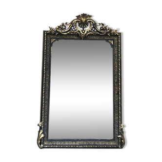 Miroir ancien 153,5x98,5cm Napoléon III époque fin 19ème, glace biseautée et piquée