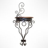 Console wall shelf in wrought iron and wood