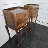 Paire de tables de chevet style Louis XV en merisier