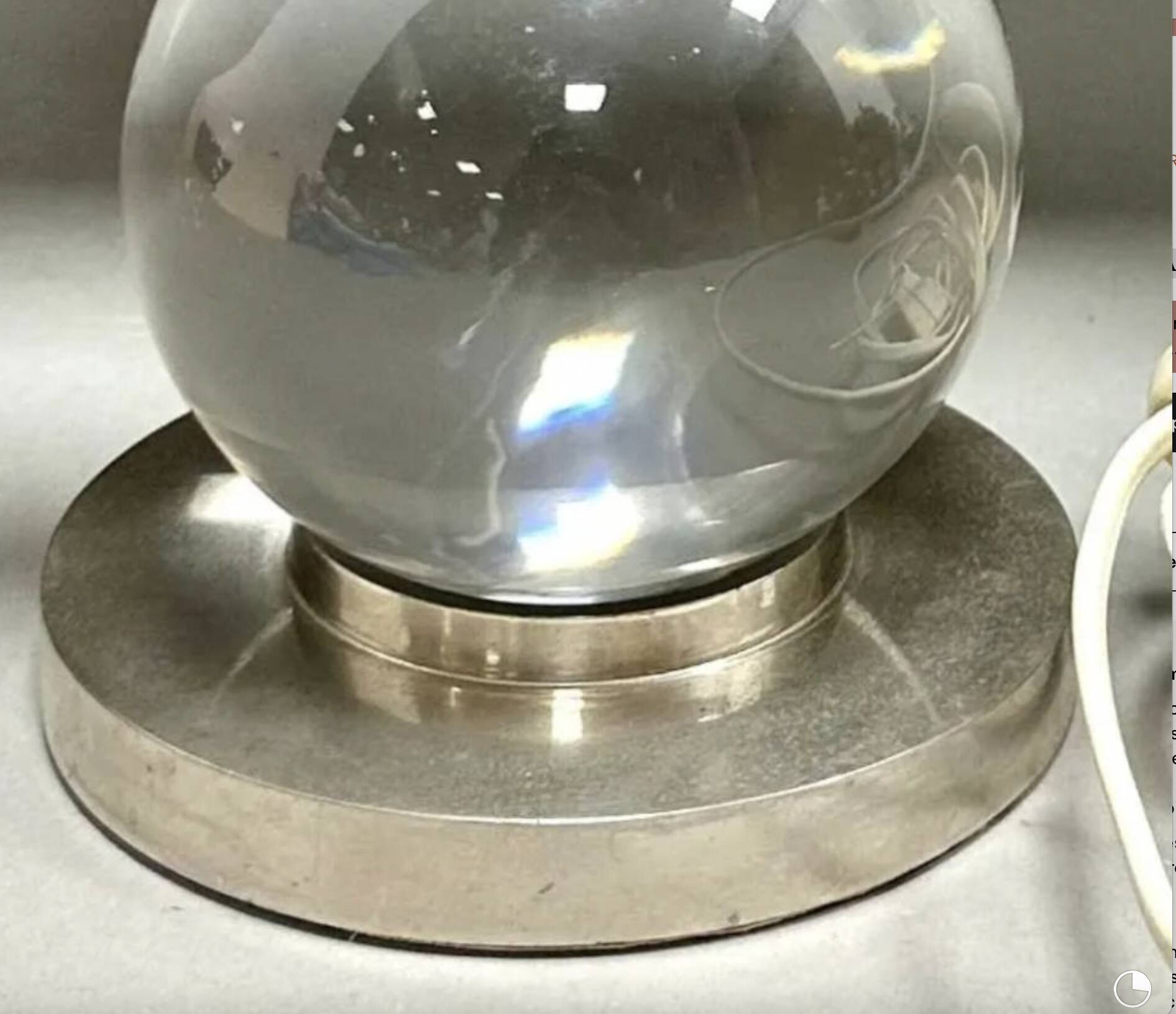 Crystal ball lamp, model no 7706 Jacques Adnet for Baccarat.