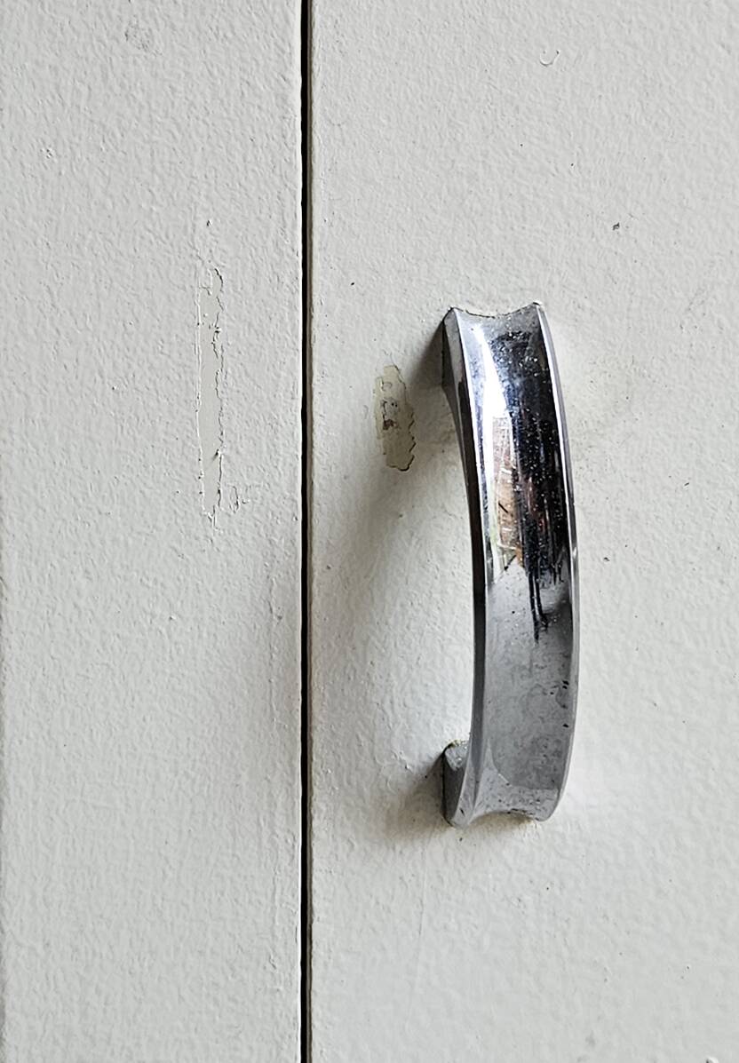 Low sideboard, bar furniture, cupboard, white wood, vintage, 60s