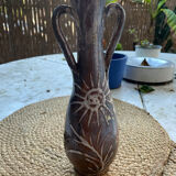 Soliflore vase with enamelled handles