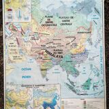 Ancienne carte MDI Asie agricole et physique vintage