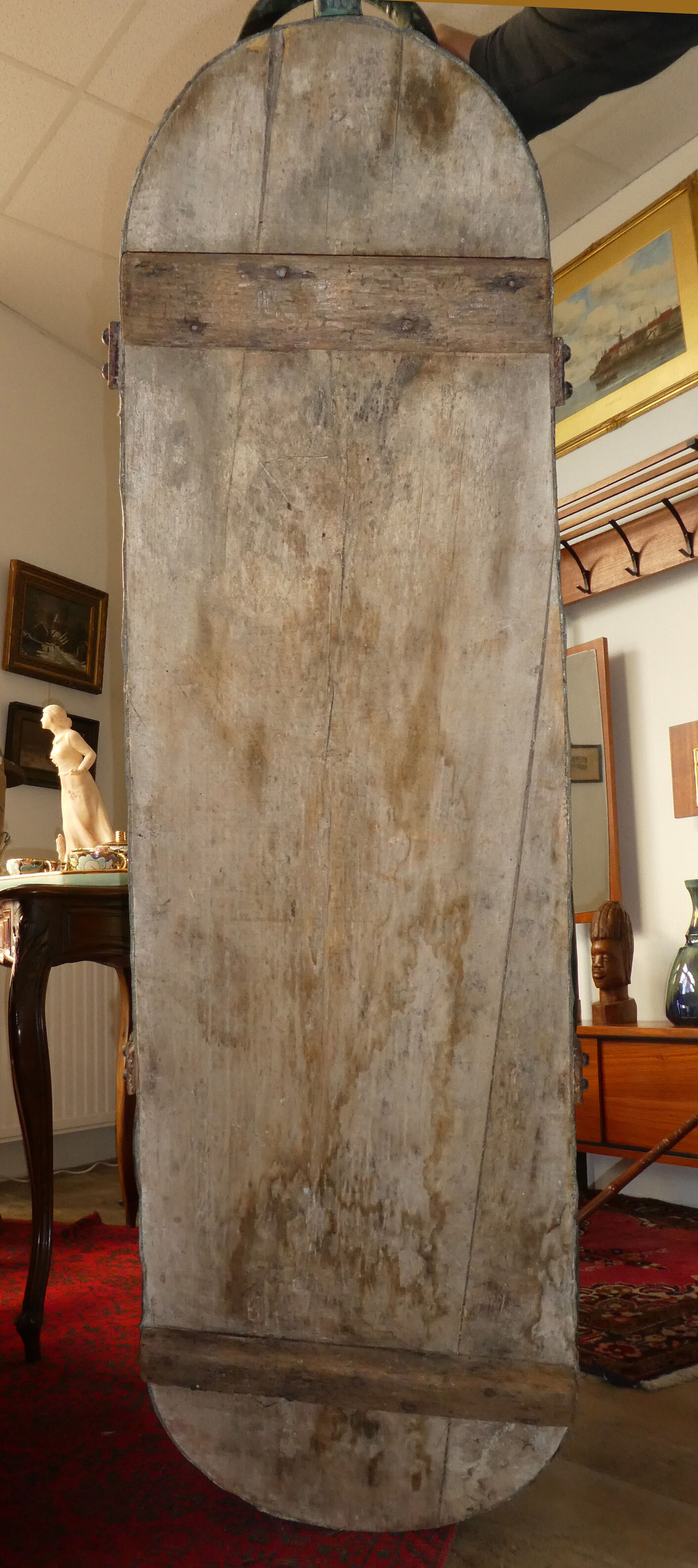 Bathtub in zinc wooden base period 19th