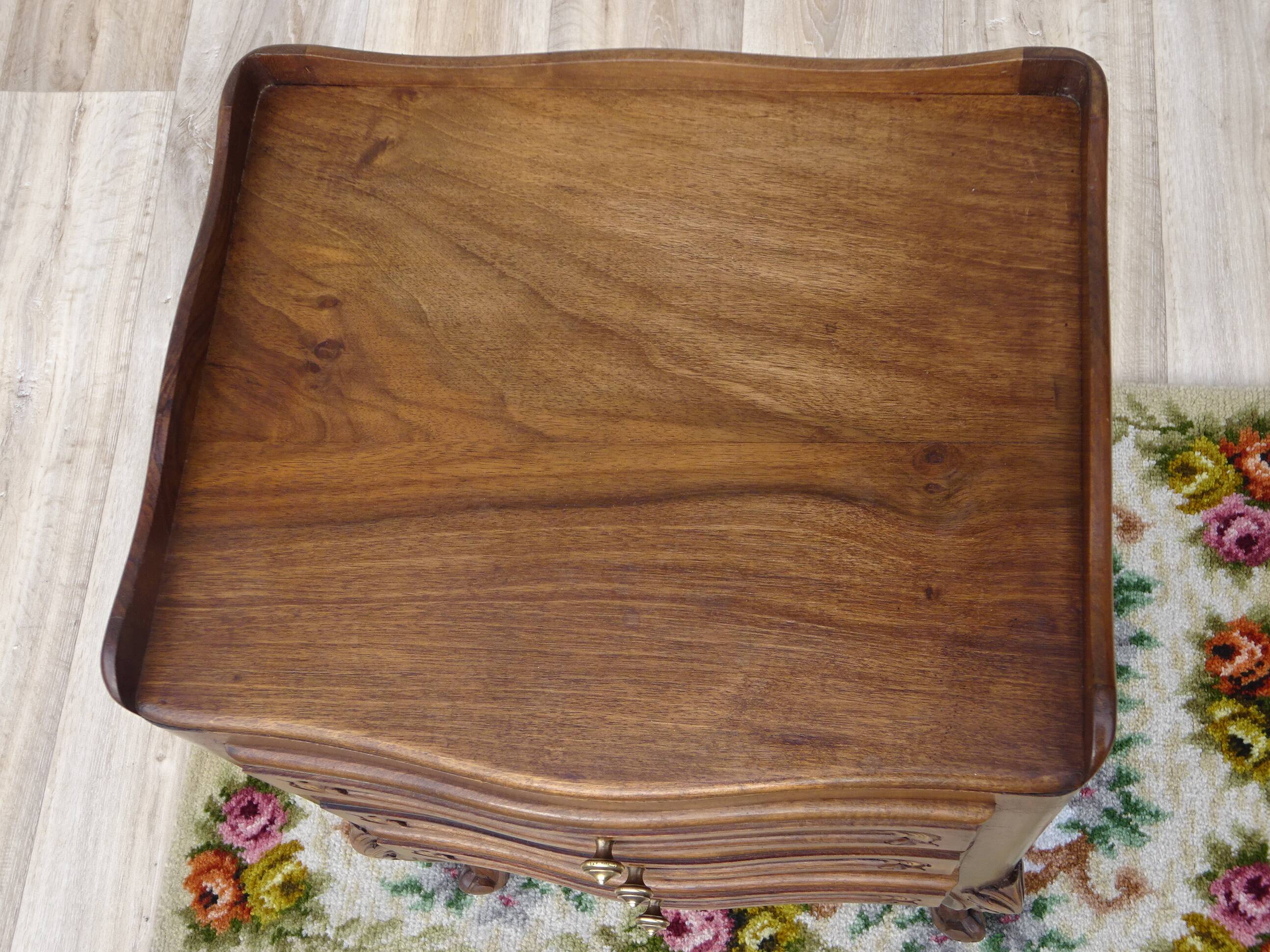 Walnut bedside table in Louis XV style