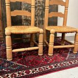 Chaises  en chêne paillées