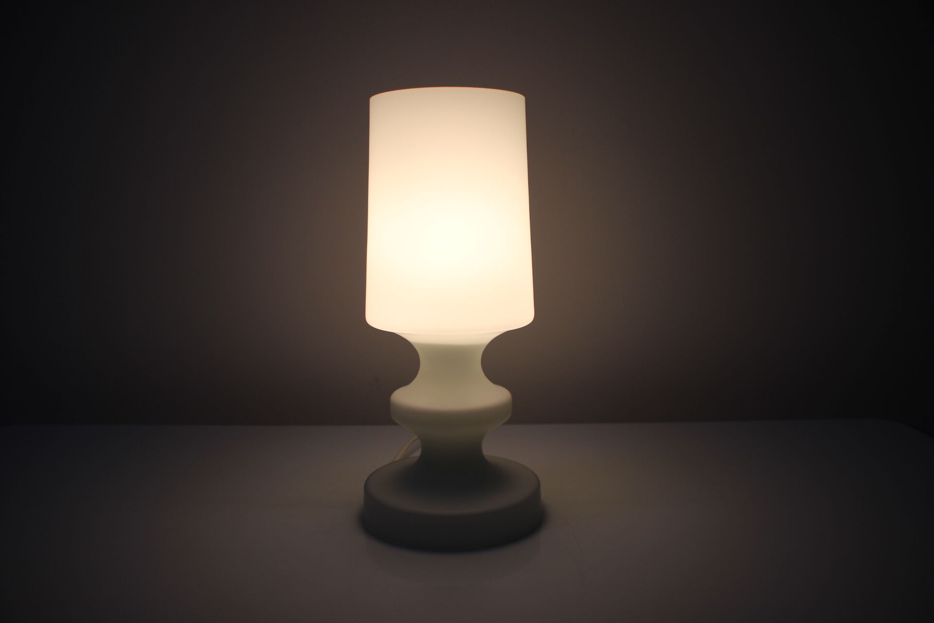 Mid-century all glass table lamp/ Osvětlovací sklo Valašské Meziříčí, 1970's.