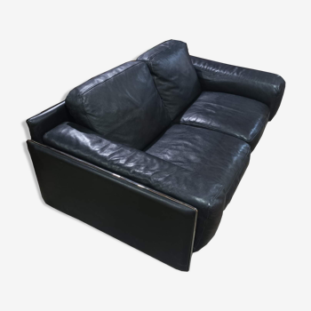 Old sofa armchair 2 places leather rock bobois vintage