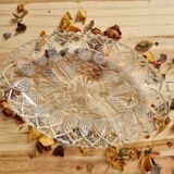 Plat apéritif compartimenté vintage verre ciselé ovale