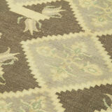 1970s handwoven distressed anatolian beige carpet 140 cm x 250 cm