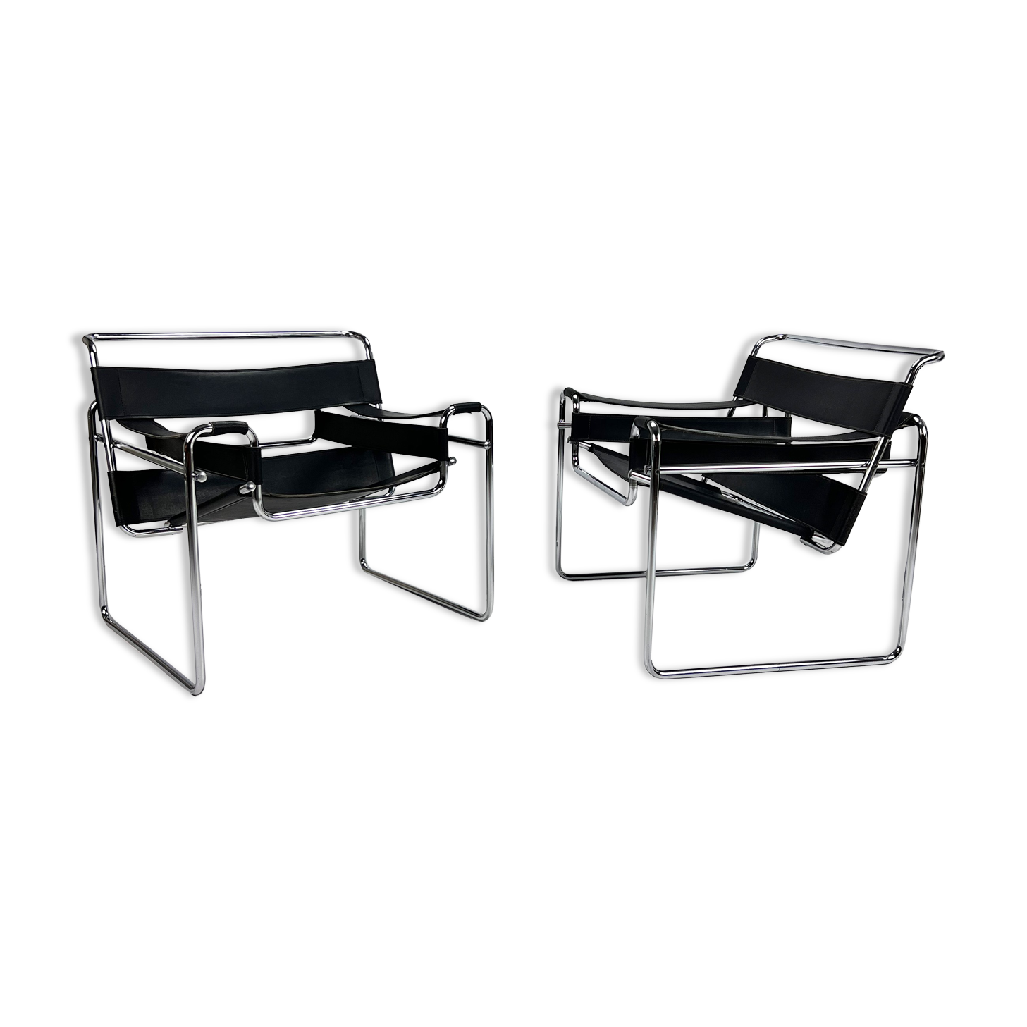 Set of 2 Wassily B3 Chairs by Marcel Breuer, 1980s