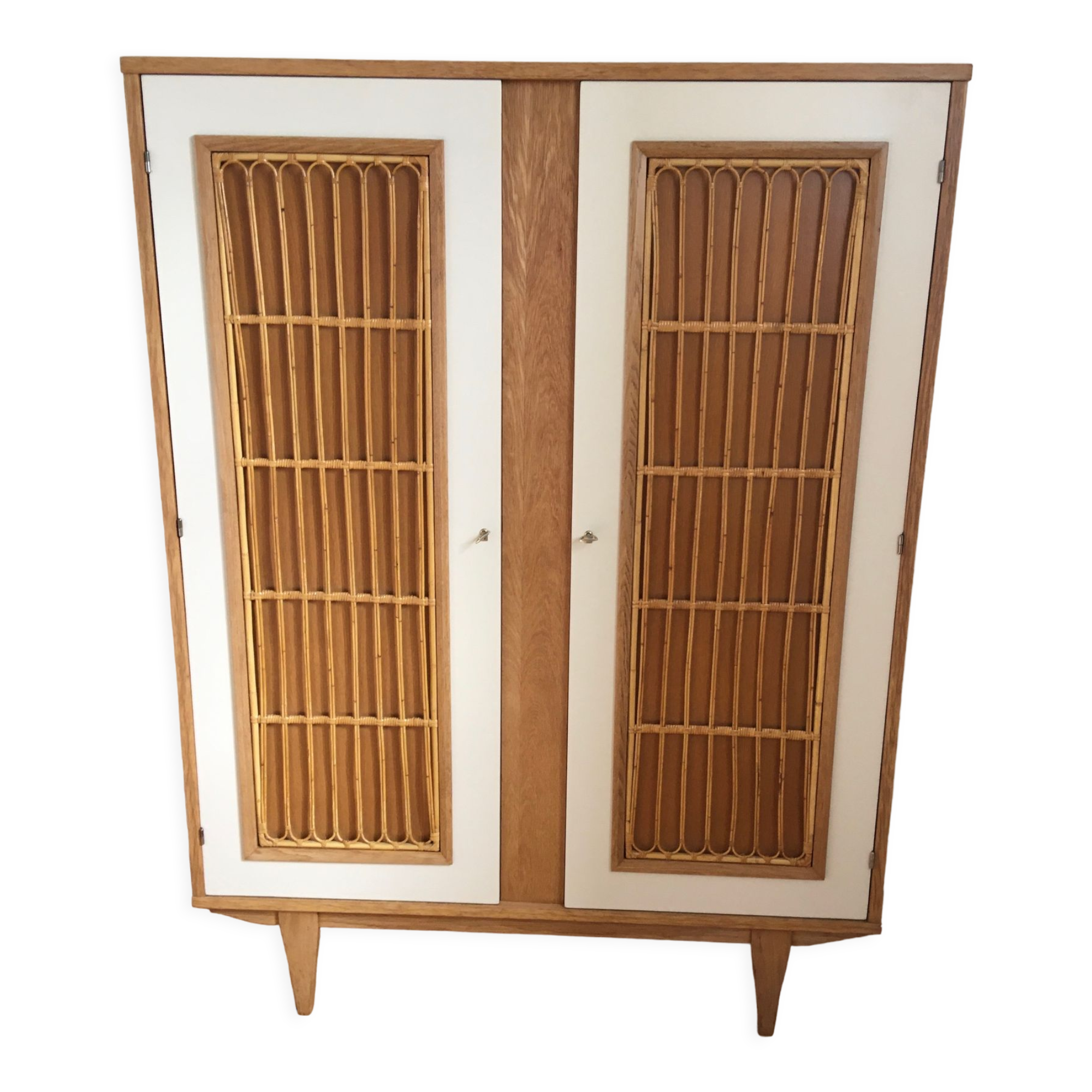 Wood and rattan cabinet