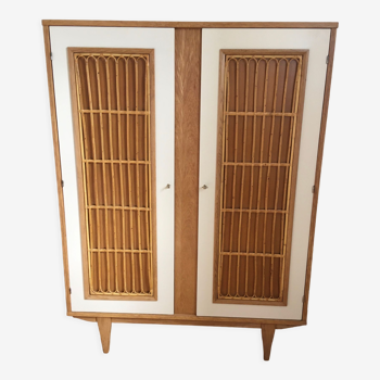 Wood and rattan cabinet