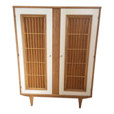 Armoire bois et rotin