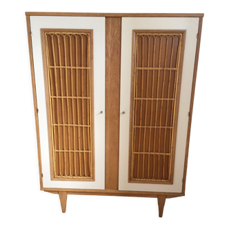 Wood and rattan cabinet