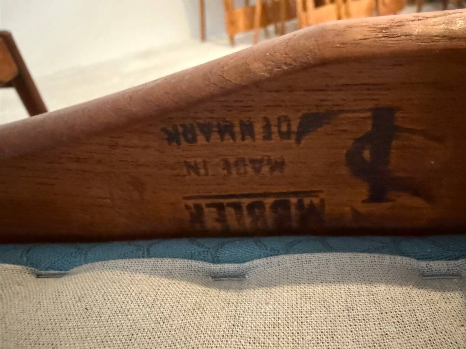 Set of 8 Vintage Danish Chairs by Søren Ladefoged – Teak & Blue Fabric