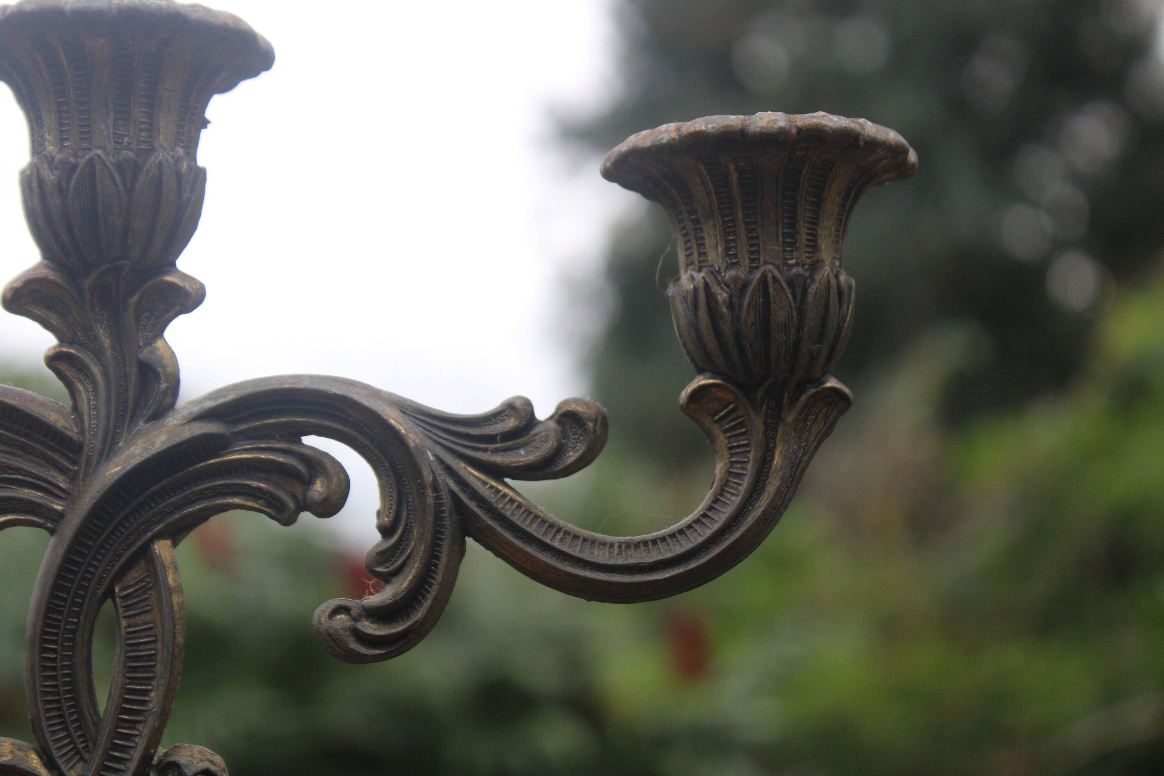 Pair of vintage candlesticks, baroque rococo style.