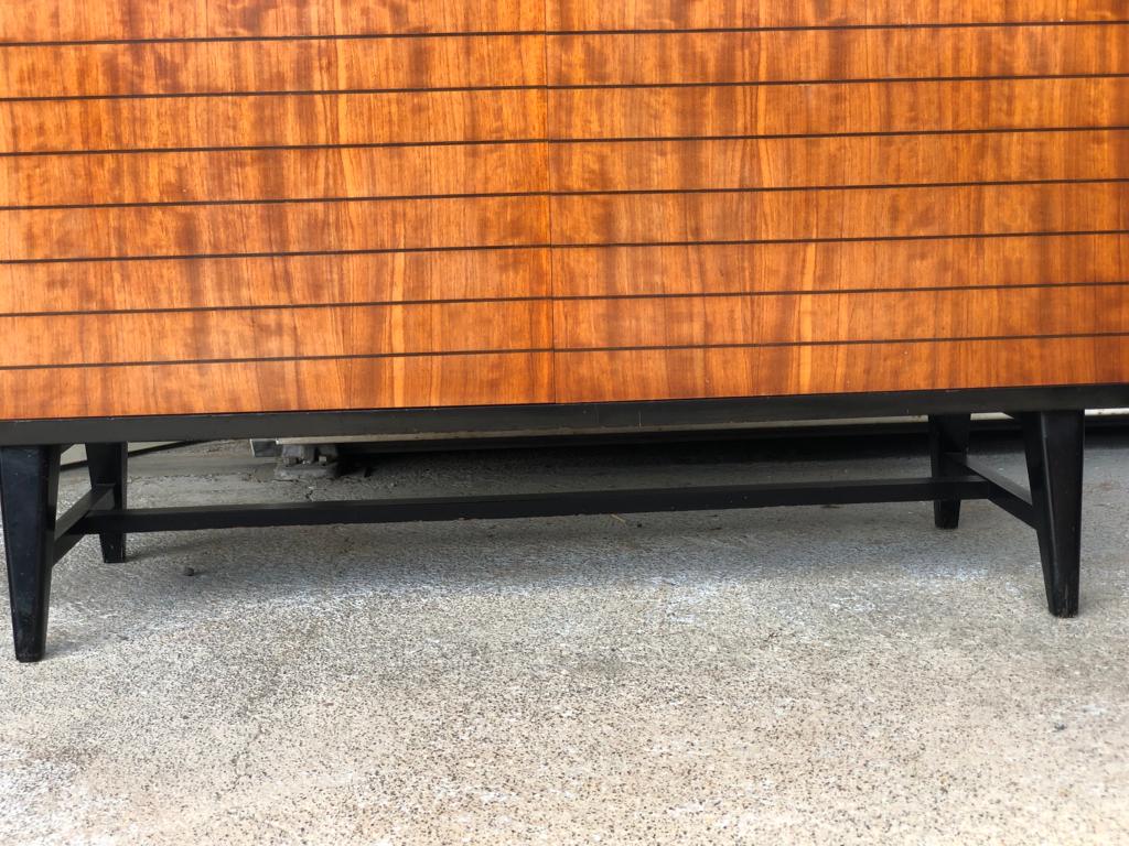 Vintage black lacquered buffet and wood Maurice Flachet