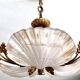 Art Deco ceiling chandelier in bronze and glass paste, old vintage light fixture dimensions 45x45