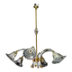Amazing 6 light Art Deco Murano glass and brass chrome chandelier by Barovier