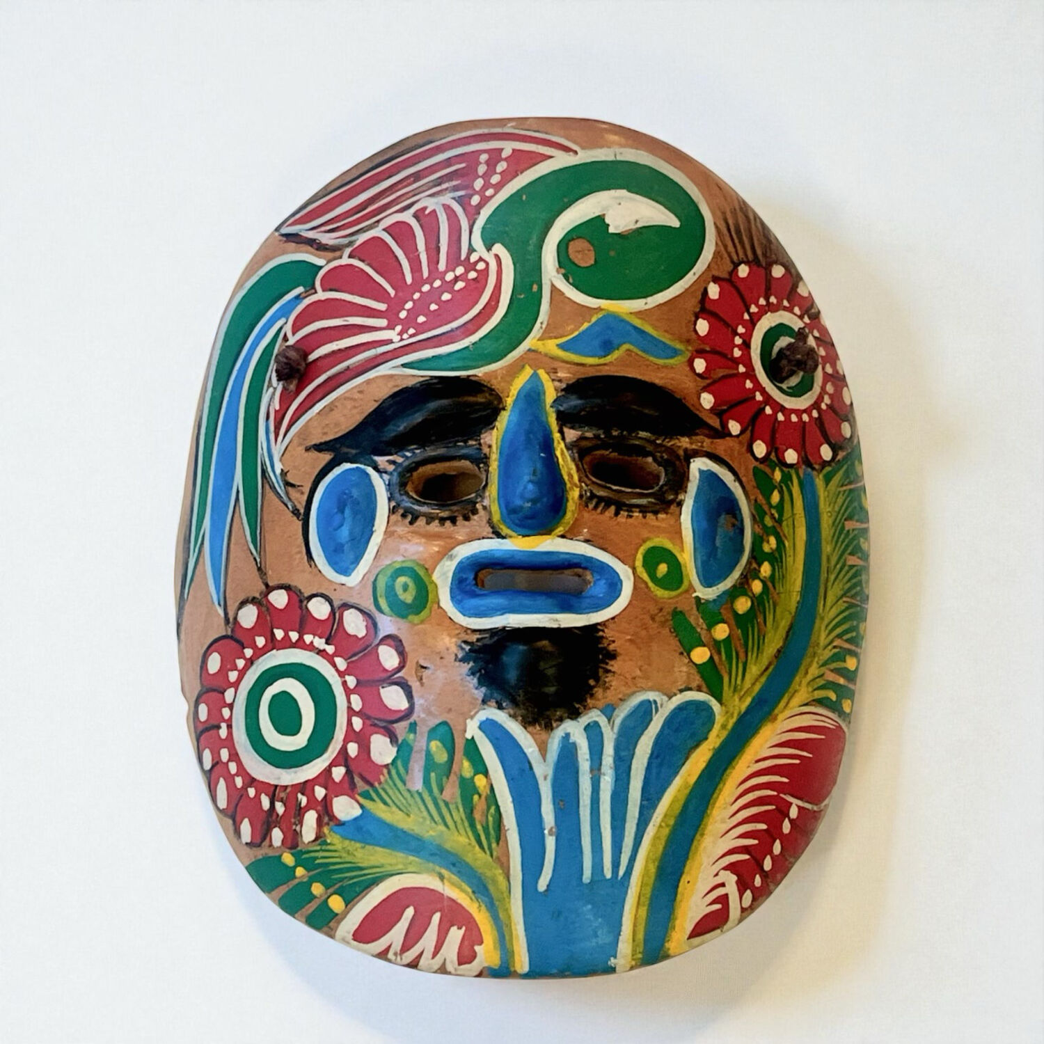Mexican mask in colored terracotta, 1970s, Mexican