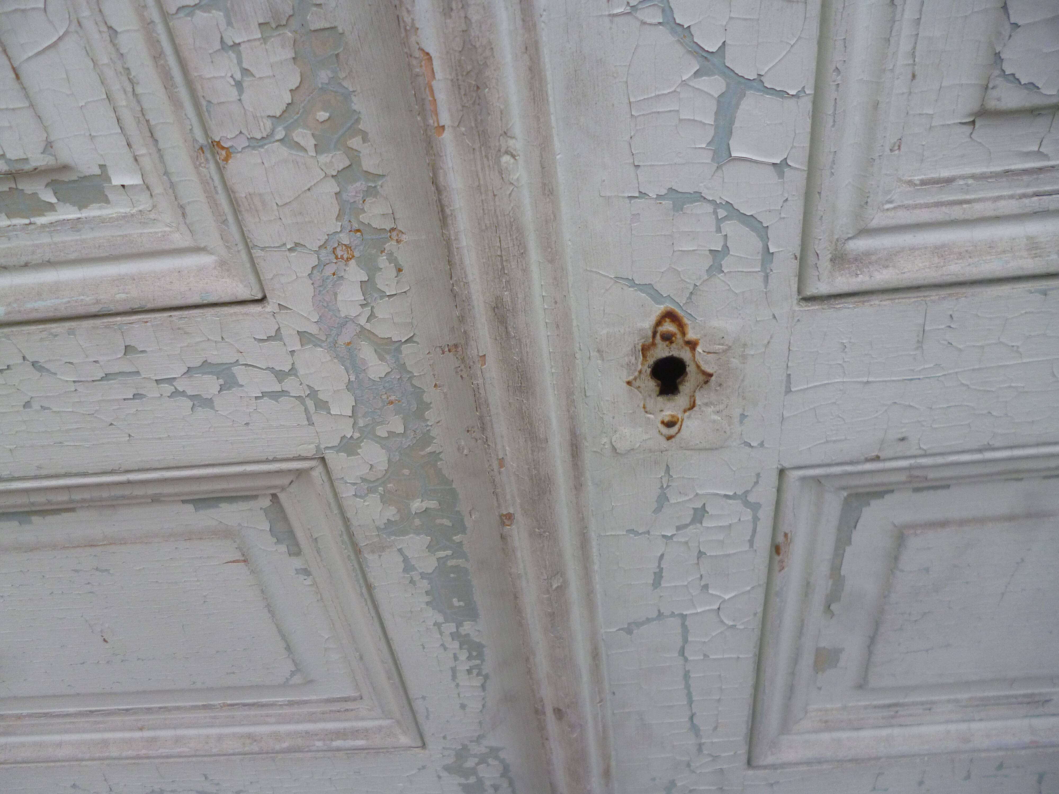 Pair of closet door old green patina