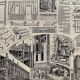 Lithographie gravure sur la construction de la maison de 1922