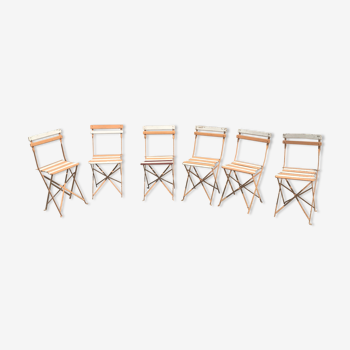 6 chaises pliantes bois et métal