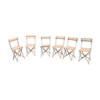 6 chaises pliantes bois et métal