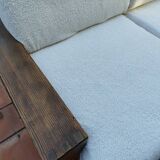 Vintage brutalist sofa in ecru bouclé fabric, 2/3 seater, 1970s