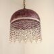 French Mid Century Purple Art Glass Ceiling Light Beaded Fringed Shade 4491